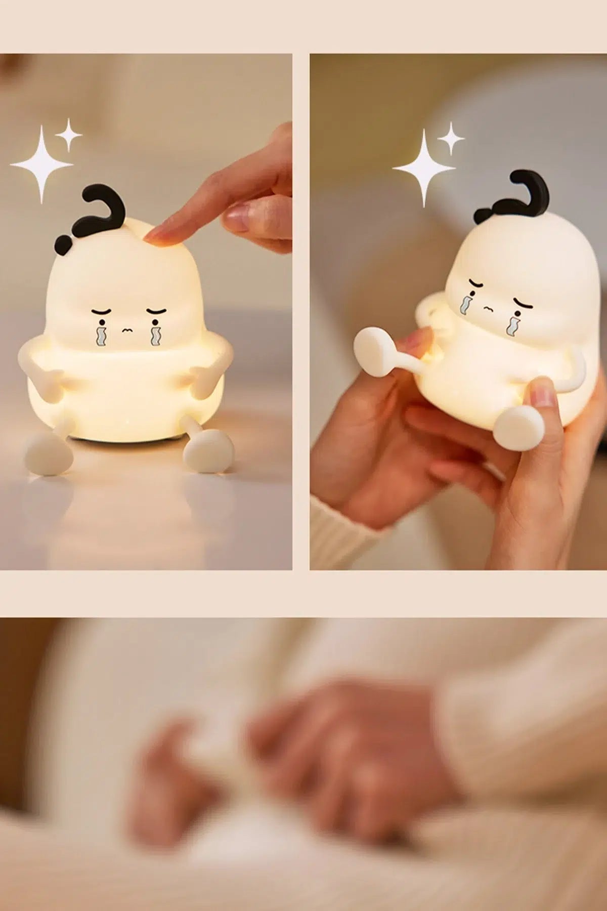 dekoratif gece lambası, üzgün çocuk gece lambası, silikon gece lambası, çocuk odası LED lamba, bebek odası aydınlatma, şarjlı gece lambası, taşınabilir LED lamba, ayarlanabilir parlaklık lamba, LED dekoratif ışık, hediye gece lambası